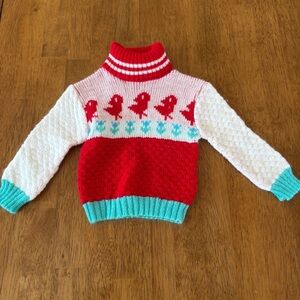 Vintage Baby 18m 1980s-90s Gilt knits Turtle Neck Made In Japan Winter Sweater